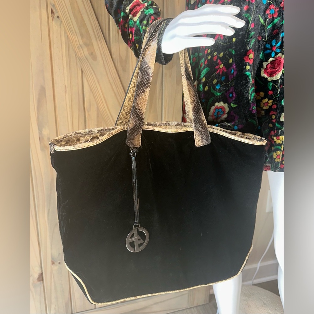 Giorgio Armani velvet genuine python 🐍 Black and Brown Bag